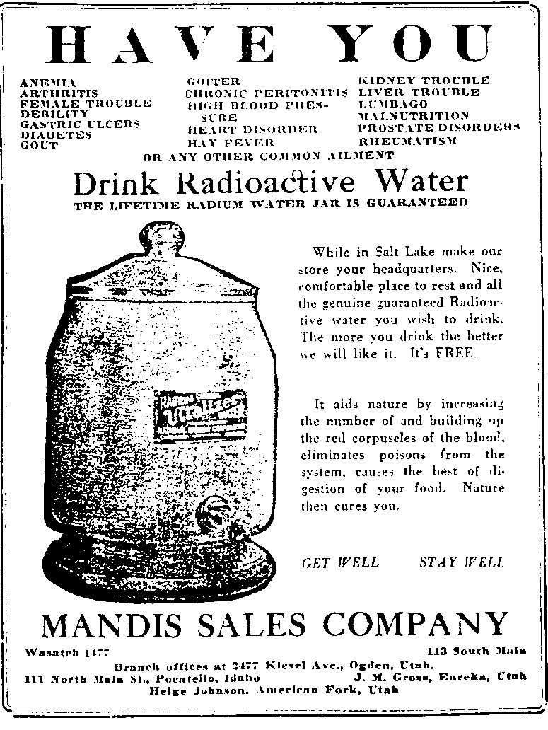 Advertisment for Radium Water
